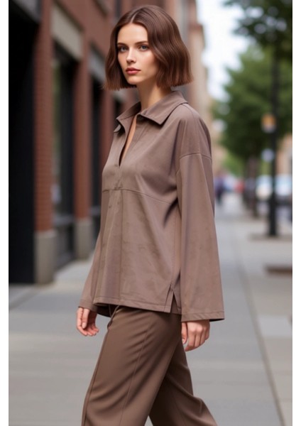 Kadın Uzun Kollu Süet Dokulu Casual Gömlek Fonksiyonel Dayanıklı Kaliteli Konforlu Estetik indirimleri