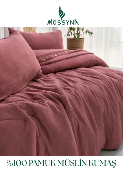 %100 Pamuk Müslin Çift Kişilik Nevresim Takımı - Boncuk Silikon Yastık Hediyeli (2 Adet) fiyatları