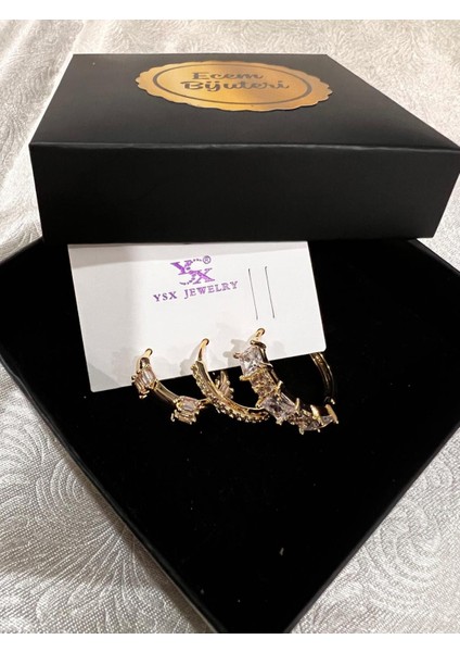 Çelik Altın Kaplama Taşlı Halka Küpe fırsatları