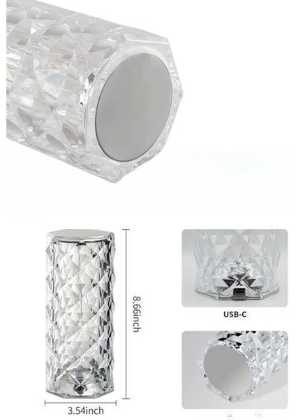 Yeni Nesil Modern Kristal Masa ve Gece Lambası Dokunmatik Renk Değiştirebilen - F775K436-U77775