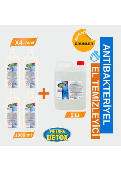 Antibakteriyel El Temizleyici 1000ML 4 Adet + 5 Lt. 1 Adet
