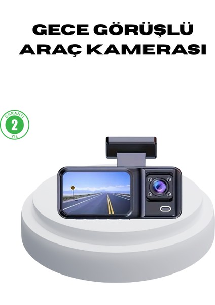 Mtxdpn 170° Geniş Açılı 3 Kameralı Araç Içi Kayıt Cihazı Gece Görüşlü