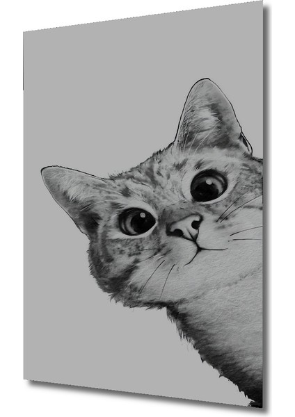 Sevimli Kedi Kara Kalem Görünümlü Ahşap Dekoratif Tablo Dikdörtgen Tablo modelleri