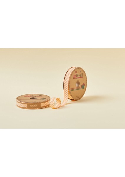 Biye Ekoseli Katlı E06 Turuncu 2 cm 25 Metre %65 Koton %35 Polyester