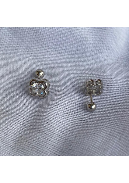 925 Ayar Gümüş Zirkon Taşlı Şans Yoncası Model Gümüş 1 Adet Piercing (Tekli Ürün/7mm) fiyatları