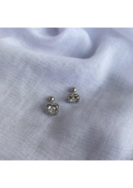 925 Ayar Gümüş Zirkon Taşlı Şans Yoncası Model Gümüş 1 Adet Piercing (Tekli Ürün/7mm) modelleri