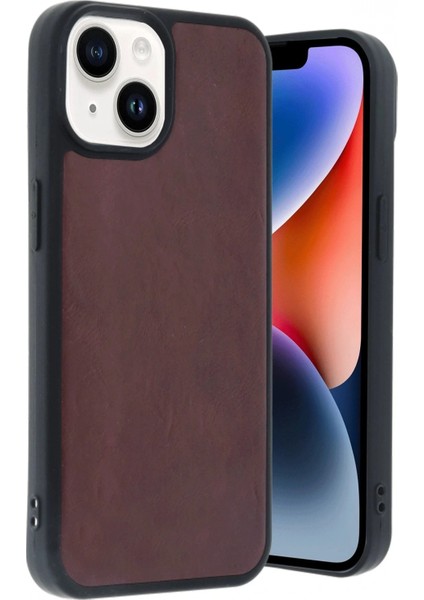 iPhone 14 Kılıf Aras Deri Kapak - Bordo (K95)