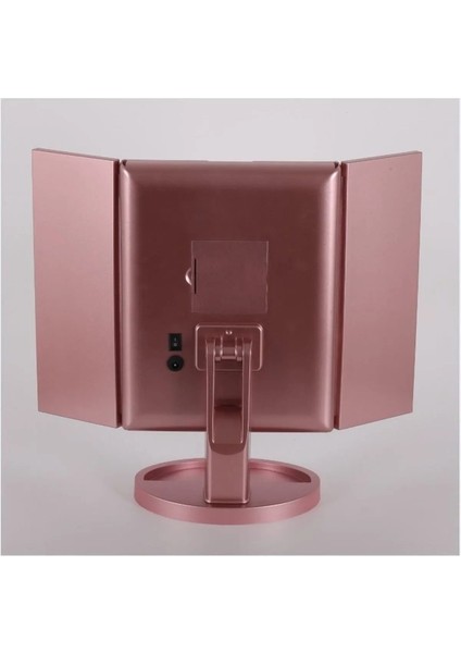 24 LED Işıklı Masa Üstü Profesyonel Makyaj Aynası Katlanabilir 1X-2X-3X+10X Hd Zoomlu Pembe