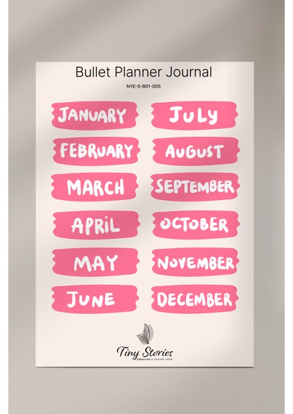 Bullet Journal Sticker Seti - 6 Sayfa / Ajanda, Scrapbook, Journal modelleri