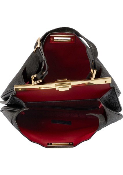 Siyah Hakiki Deri Kadın El Çantası - S25K1BC80444-A41 fırsatları