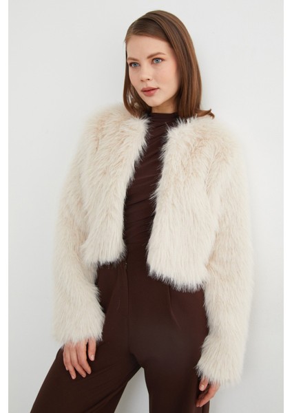 Suni Kürk Crop Ceket modelleri