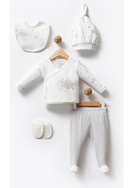 %100 Organik Pamuk Kuzucuk 5 Parça Bebek Hastane Çıkış Seti