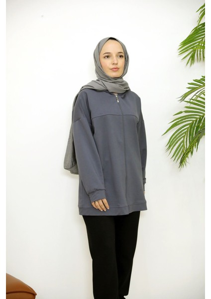 Kapşonlu Fermuar Detay Hırka-Antrasit fırsatları