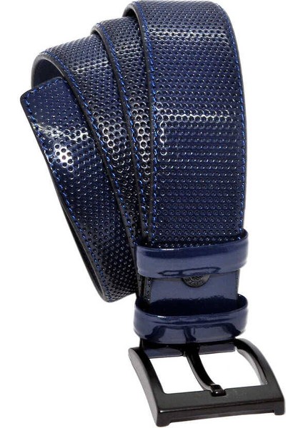 Lacivert Rugan Suni Deri Desenli 4 Cm.lik Klasik Kemer - 7495-68-21M fiyatları