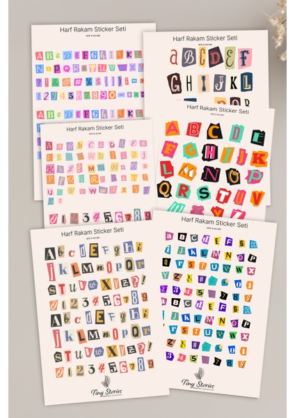 Alfabe / Sayı Sticker Seti - 6 Sayfa - Ajanda,çıkartma,scrapbook