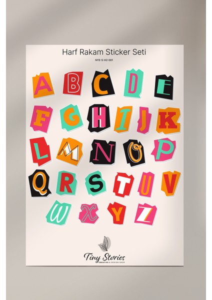 Alfabe / Sayı Sticker Seti - 6 Sayfa - Ajanda,çıkartma,scrapbook modelleri
