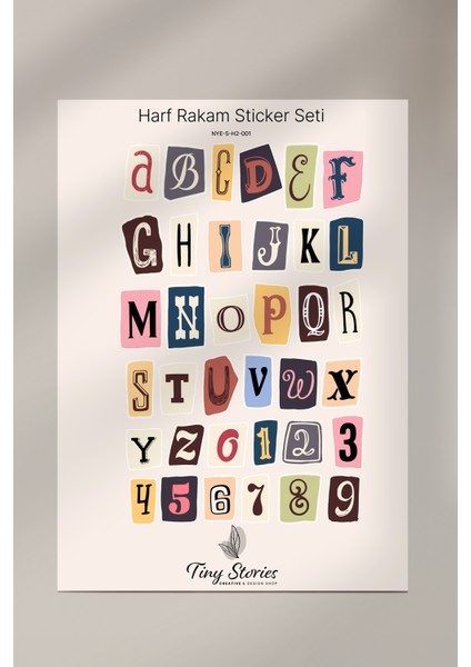 Alfabe / Sayı Sticker Seti - 6 Sayfa - Ajanda,çıkartma,scrapbook fırsatları