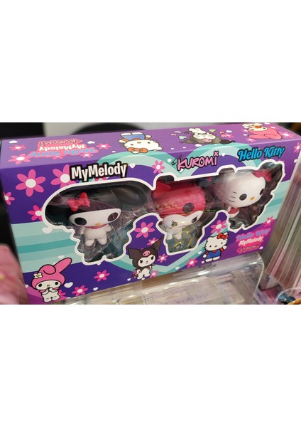 Kuromi My Melody Hello Kitty 3 Lü Kutu Figür (10CM)