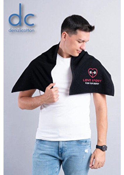 Nakışlı Sporcu Havlusu Pamuklu, Anti Bakteriyel, Ter Emici Fitness Plates Boks Tenis Spor Havlusu