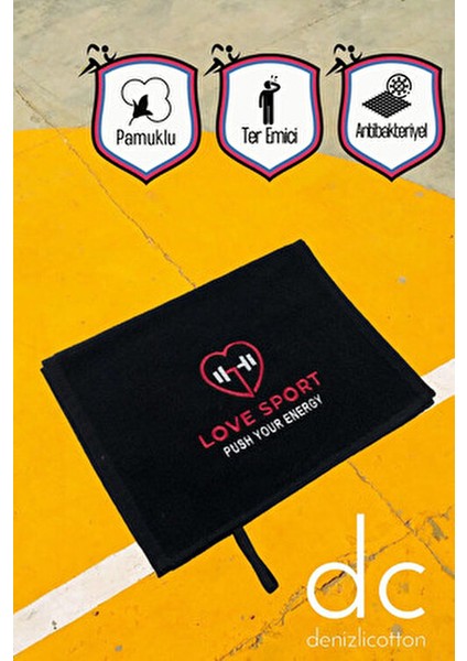 Nakışlı Sporcu Havlusu Pamuklu, Anti Bakteriyel, Ter Emici Fitness Plates Boks Tenis Spor Havlusu