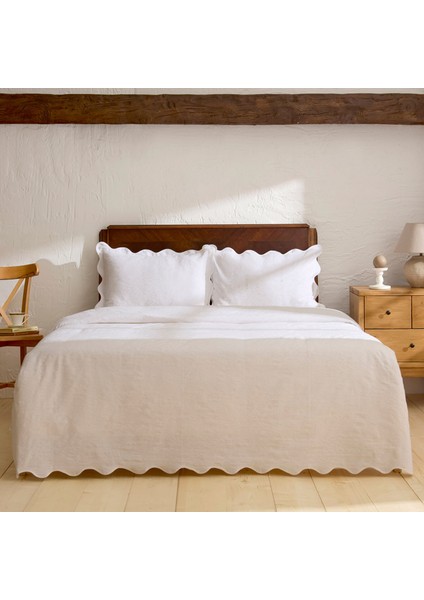 Marıbel %100 Pamuk Yatak Örtüsü Takımı Beyaz