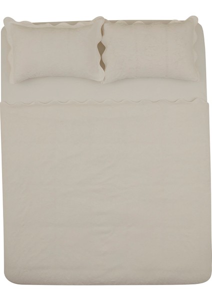 Marıbel %100 Pamuk Yatak Örtüsü Takımı Beyaz