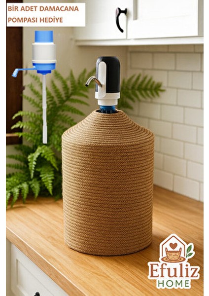 Jüt Hasır Görünümlü Damcana Kılıfı, Şık ve Doğal Su Sebili Örtüsü