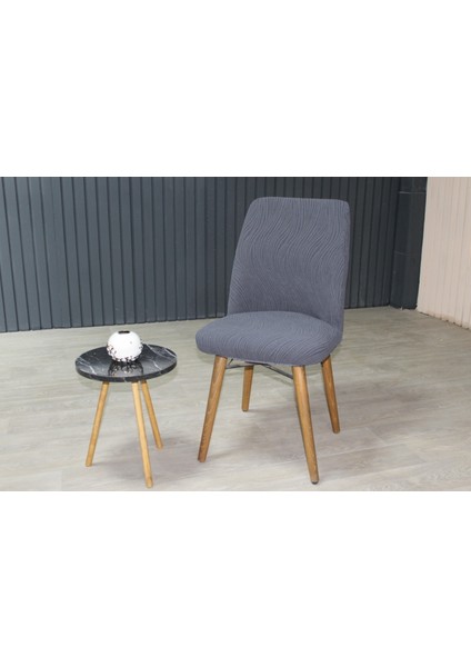 Oval Sandalye Kılıfı Jakar 6'lı Set Antrasit