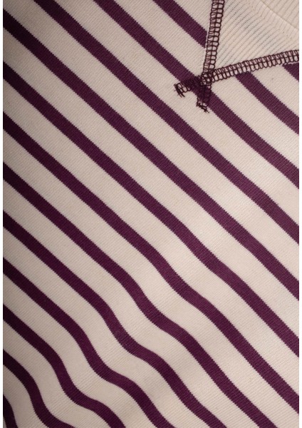 Çizgili Karyoka Detaylı Mevsimlik Sweat 2-12 Yaş Mürdüm modelleri