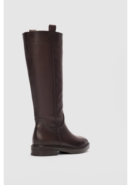 Nordea Hakiki Deri Oval Burun Kadın Çizme- Kahverengi fiyatları