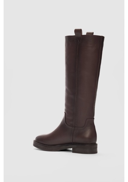 Nordea Hakiki Deri Oval Burun Kadın Çizme- Kahverengi modelleri