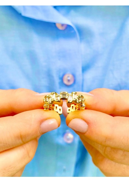 Baget Zirkon Taşlı Altın Renk Ayarlanabilir Tamtur Yüzük fiyatları