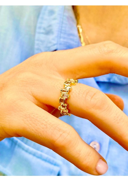 Baget Zirkon Taşlı Altın Renk Ayarlanabilir Tamtur Yüzük fırsatları