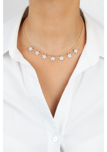 Zirkon Taşlı Yıldız Detay Kolye