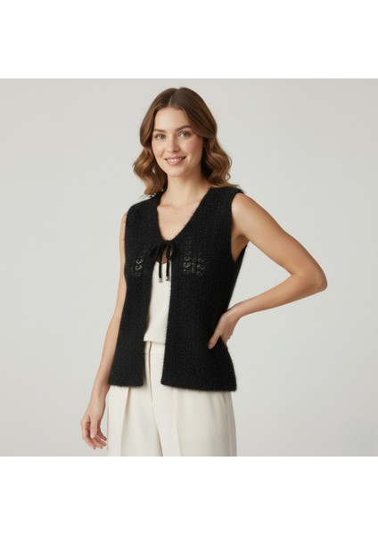 Çeyizlik Bağcıklı Simli Yumoş Yelek fırsatları