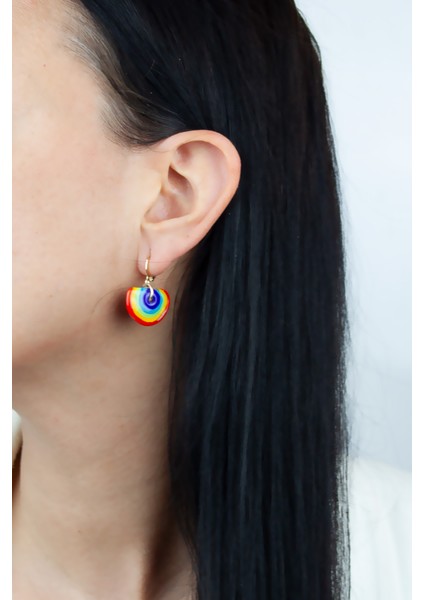 Gökkuşağı Cam Murano Gold Küpe