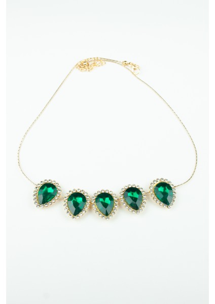 Zümrüt Yeşili Taşlı Işıltılı Kolye modelleri