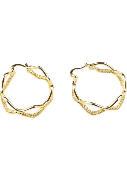 Dalgalı Form Gold Kaplama Küpe modelleri