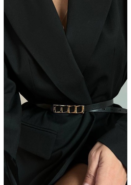 Geometrik Tokalı Ince Deri Kemer modelleri