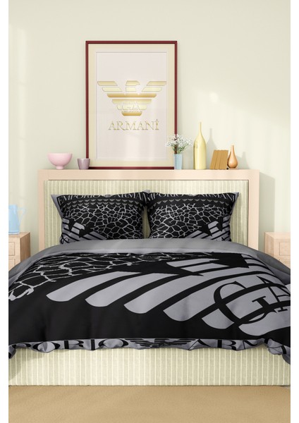 Nevresim Takımı Çift Kişilik Pamuklu Saten Kumaş 6 Parça 3D Dijital Baskı Duvet Cover Set Model No: