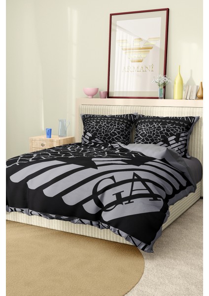 Nevresim Takımı Çift Kişilik Pamuklu Saten Kumaş 6 Parça 3D Dijital Baskı Duvet Cover Set Model No: