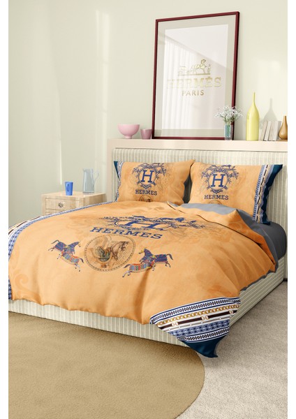 Nevresim Takımı Çift Kişilik Pamuklu Saten Kumaş 6 Parça 3D Dijital Baskı Duvet Cover Set Model No: