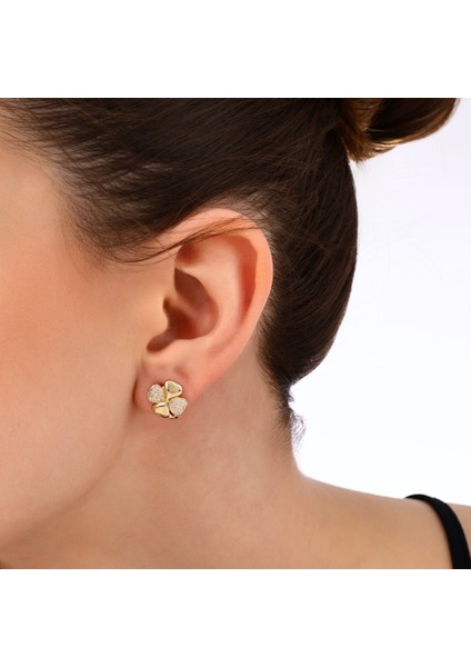 Altın Yonca Küpe - 14K modelleri