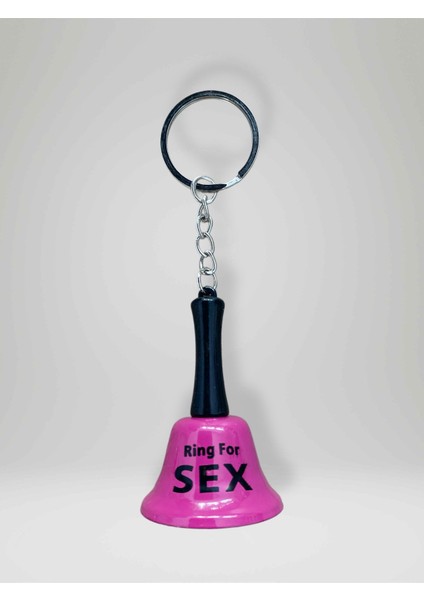 Mini Mor Metal Çan Anahtarlık Ring For Sex Yazılı Komik Eğlenceli Hediyelik Çan: 4cm x 6cm (KOD:113)