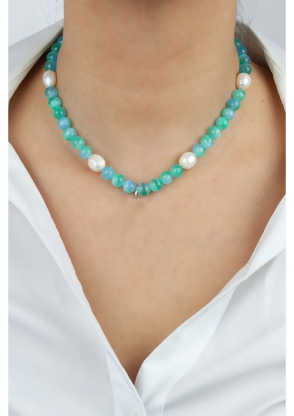 Aqua Marin Doğaltaş ve Gerçek Inci Kolye fiyatları