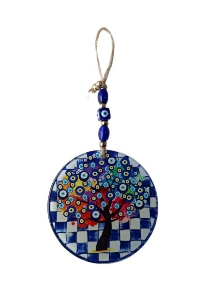 Dilek Ağacı Desenli Nazar Boncuklu Füzyon Cam Duvar Süsü fiyatları