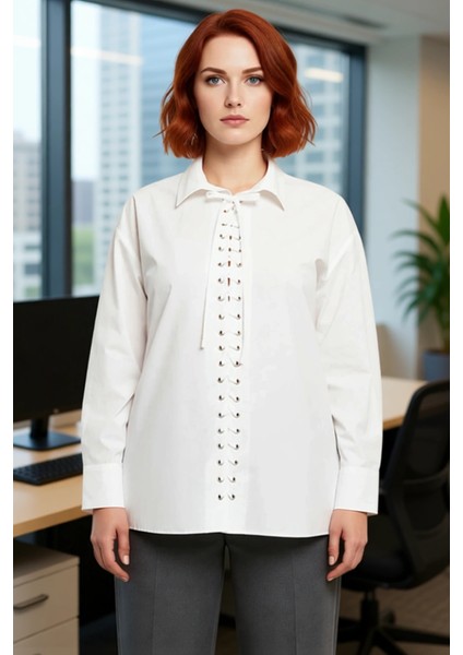 Kadın Şık Detaylı Rahat Kesim Dokuma Kumaş Uzun Kollu Gömlek Gündelik ve Ofis Fonksiyonel Spor modelleri