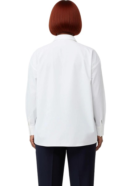 Kadın Şık Detaylı Rahat Kesim Dokuma Kumaş Uzun Kollu Gömlek Gündelik ve Ofis Fonksiyonel Spor indirimleri