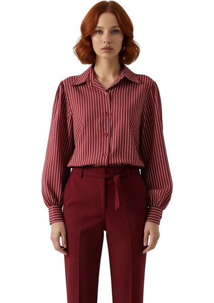 Kadınların Günlük Dokunuş Katacak Oversize Çizgili Dokuma Gömlek Seçeneği Fonksiyonel Spor fırsatları