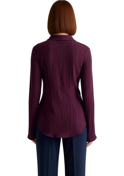 Kadın Dokulu V Yaka Uzun Kollu Gömlek Fonksiyonel Dayanıklı Kaliteli Konforlu Estetik Spor indirimleri